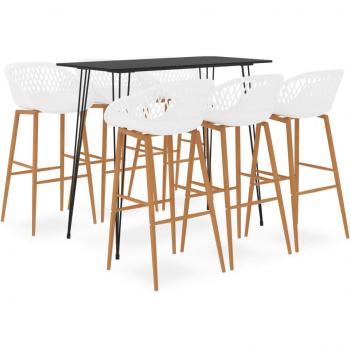 Set de mesa alta y taburetes de bar 7 piezas negro y blanco