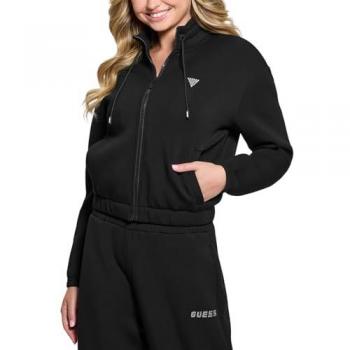 Guess Regular Fit Scuba Zip Sweatshirt in Black for Women