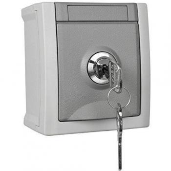 Toma de corriente Schuko gris con cerradura