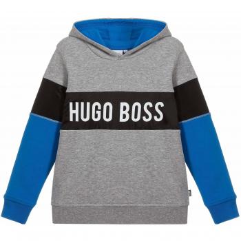 BOSS Hugo Sudadera con Capucha con Logotipo de Panel para niños 10 Years Grey
