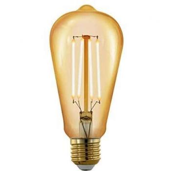 EGLO Bombilla LED E27 regulable, Golden Vintage, lámpara LED, iluminación retro, 4 vatios, equivalente a 30 vatios, 320 lúmenes, blanco cálido, 1700 Kelvin, bombilla Edison ST64, diámetro 6,4 cm