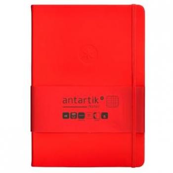 Cuaderno Antartik A5 con gomilla, tapa dura, 100 hojas cuadriculadas rojas, 80 g/m² FSC