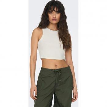 Top cropped de punto sin mangas para mujer en color blanco