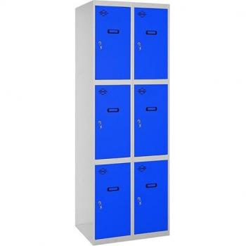Casillero SIMONLOCKER Profesional Montado 3 Alturas 6 Puertas Color Gris/Azul - Simon Rack