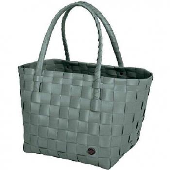 Handed By Unek Goods Paris Style- Tejido de las compras de comestibles Tote Bag, reciclado, reutilizable, hecho a mano, Gris