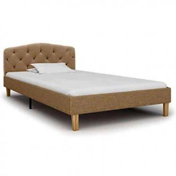 vidaXL Estructura Cama Tela Somier Mobiliario Decoración Hogar Casa Clásica Práctica Cómoda Moderna Robusta y Duradera Sin Colchón Beige 90x200cm