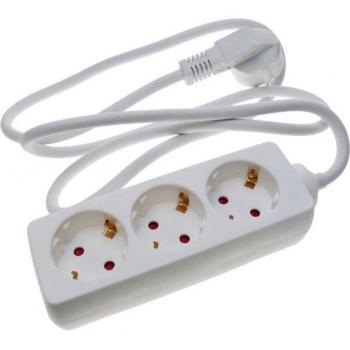 Regleta de enchufes 3 schuko 16A 230V blanca con cable de 1.5m - BeMatik