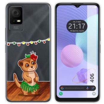 Funda Silicona Transparente para TCL 406 con Diseño Suricata y Dibujos