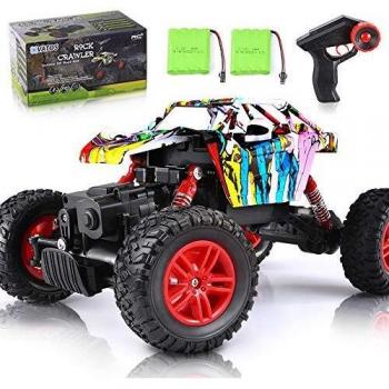 VATOS Coches RC, 1:18 Camiones con Control Remoto Vehículos Todo Terreno con Seguimiento Camiones Monster 4WD 4WD de 2,4 GHz Recargables para Todo Terreno a Alta Velocidad para Adultos y niños