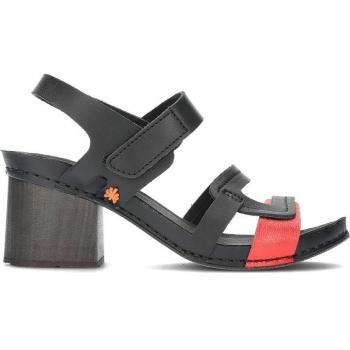 Sandalias de Piel Art 1875 I Wish negras, altura de tacón 6,5 cm, cómodas y ajustables con cierre autoadherente