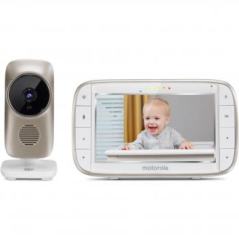 Motorola MBP 845 Connect - Vigilabebés vídeo Wi-Fi con pantalla LCD a color de 5.0, modo eco, alertas para movimiento, sonido y temperatura ambiente, color blanco