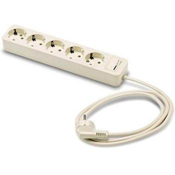 Famatel 2625 Regleta de 5 Enchufes con Interruptor de Encendido | Cable de 1,5 m | hasta 3680W | 16A | 250V | Protección Infantil | Orientación Tomas a 45o | Evita consumos Fantasma | Blanco