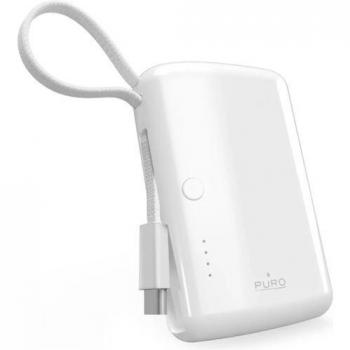Powerbank Puro Power Link 10000 mAh con Cable Integrado USB-C Blanco