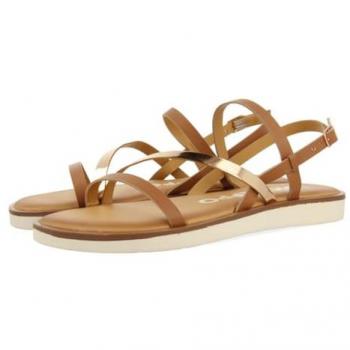 Sandalias de Piel para Mujer Gioseppo Carbis con Tiras Color Cuero y Metalizadas