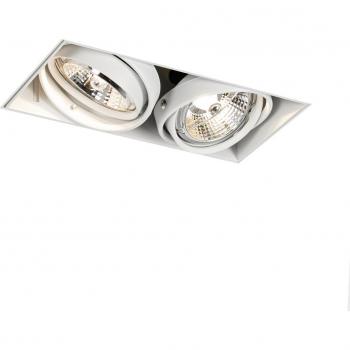 Foco empotrable moderno blanco GU10 AR70 sin marco 2 luces acero rectangular adecuado para LED max. 2 x 50 Watt - Oneon/Qazqa