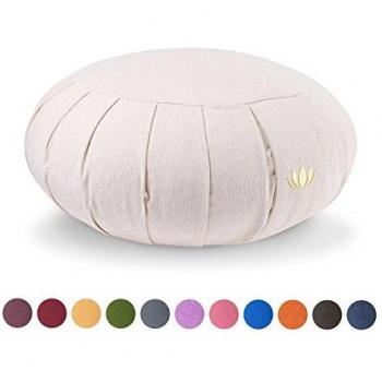 Lotuscrafts Cojin Zafu Meditación Yoga Zen - Altura 15 cm - Relleno de Espelta - Cubierta en Algodon Lavable- Cojin Yoga Zafu - Cojin Suelo Redondo - Meditation Cushion - Certificado Gots