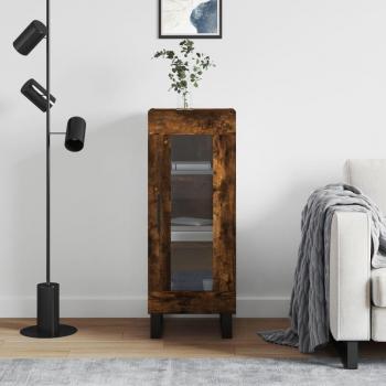 Aparador de Madera de Ingeniería 34,5x34x90 cm en Roble Ahumado - Mueble de Almacenaje para Salón, Buffet y Armario Auxiliar