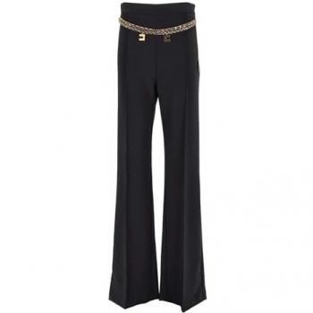 Elisabetta Franchi Women's Black Wide Leg Palazzo Trousers Size 40