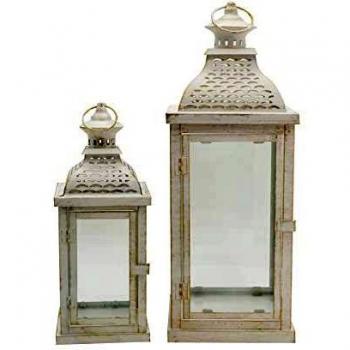 Candelabros Linternas Metal PVC Blanco Shabby 50x19x19 (Mobili Rebecca)