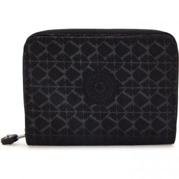 Cartera de Mujer Kipling RFID con Estampado Negro y Protección Bloqueadora