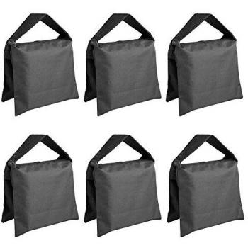 Neewer Paquete de 6 Sacos de Arena para Fotografía o Vídeo Alforjas para Soporte de Luz, Trípodes o Brazos de Pluma Negro