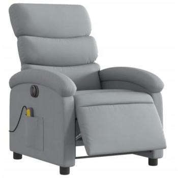 Sillón reclinable de masaje eléctrico tela gris claro Vidaxl
