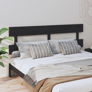 Cabecero de cama negro 204x3x81 cm de madera maciza de pino
