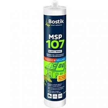 Bostik MSP 107, Sellador-Adhesivo, Uso General, Antibacteriano, Interior y Exterior, Cartucho 290 ml, Blanco