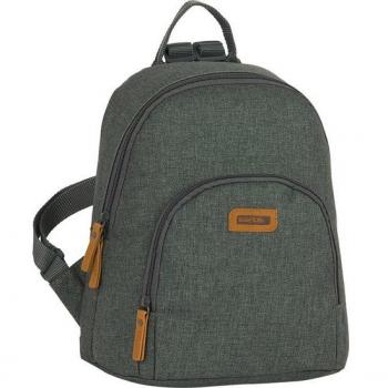 Mochila de Paseo Mini Safta Carbon con Bolsillo Frontal y Cremallera