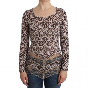 Roberto Cavalli Women's Long Sleeve Lace Top - Brown, Size M (IT44|L)