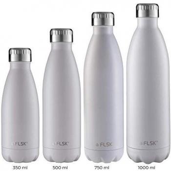FLSK Botella original de acero inoxidable, apta para ácido carbónico, color blanco, 350 ml