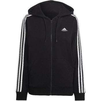 Adidas Essentials 3-Stripes French Terry Regular Full-Zip Hoodie for Women in Black/White XS