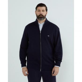 Gant - Cárdigan cremallera liso de hombre tallas grandes, CASUAL COTTON ZIP CARDIGAN, cuello alto, algodón