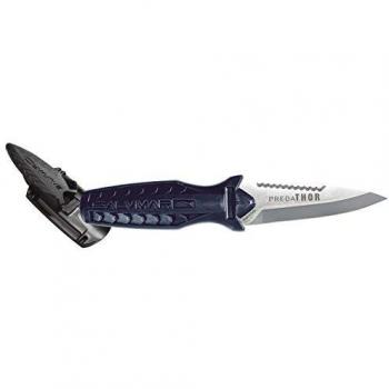 Cuchillo Salvimar Predathor Azul y Plateado con hoja de acero inoxidable, empuñadura ergonómica, diseño hidrodinámico, ideal para pesca submarina