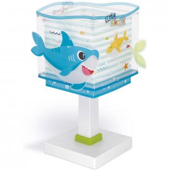 Lámpara de mesa infantil Little Shark multicolor E14 con diseño marino