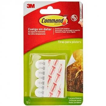 Command 17024 - Pack de 12 tiras pequeñas para posters, color blanco