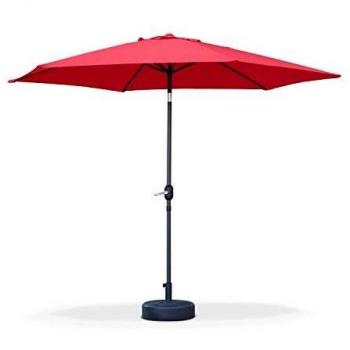 Parasol Redondo 3m con Mástil Central de Aluminio Orientable y Manivela - Touquet Rojo