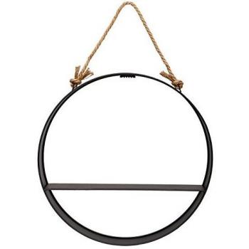 Estante de Pared Moderna Atmosphera Negro Hierro/Cáñamo 55x10cm