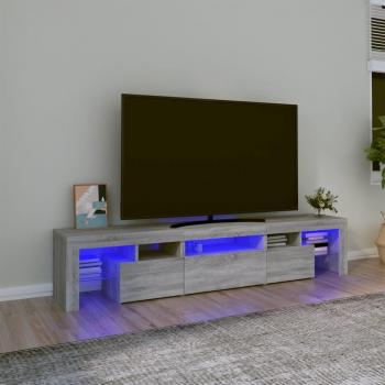 Mueble de TV con luces LED gris Sonoma 200x36,5x40 cm