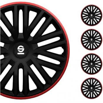 Tapacubos Sparco Bergamo 15 pulgadas ABS negro/rojo, juego de 4 piezas