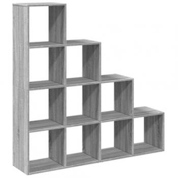 Librería divisora 4 niveles madera gris Sonoma 131,5x29x131,5cm
