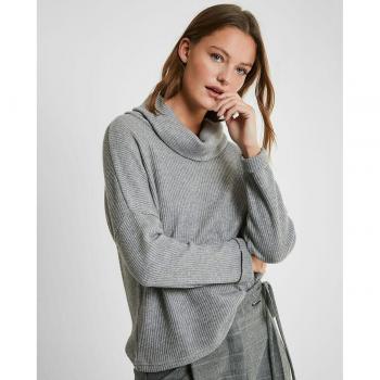 Jersey de mujer liso de cuello vuelto tipo barco