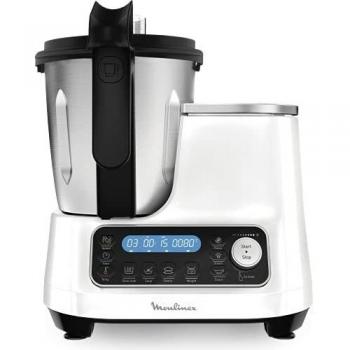 Moulinex clickchef robot de cocina multifuncion 36 l recetario en castellano 5 programas auto temperatura de 30 a 120 grados celsius 12 velocidades 1400 w 32 funciones vaporera blanco hf45prbl
