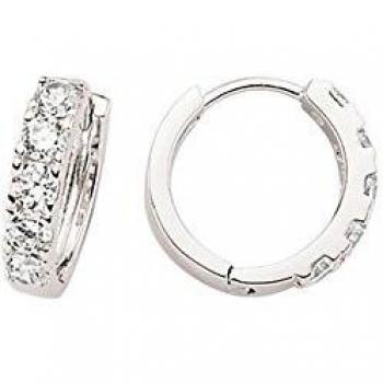 Jewelco Europa Señoras Plata esterlina Blanco Huggie aro aretes