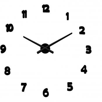 Versa 16660143 Reloj de pared adhesivo Negro Pegatina, Dimensiones regulables