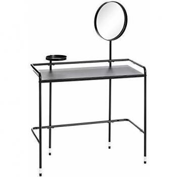 Tocador con Espejo, de Efecto mármol, Industrial en Negro, de Cristal y Metal de 90x40x75 cm - LOLAhome