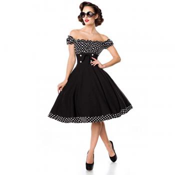 Vestido Rockabilly de longitud media Belsira - Swing Off-The-Shoulder - XS a XXL - para Mujer - negro-blanco