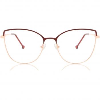 Gafas Cat Eye Montura Completa Metálica Rojas con Lentes Recetadas para Mujer - Gafas Anti-Azules - SmartBuy Collection