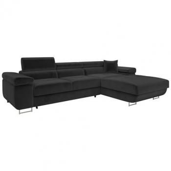 Sofá rinconero Comfivo S102 con función de descanso y caja de ropa de cama, 280x170x70cm, color Manila 18