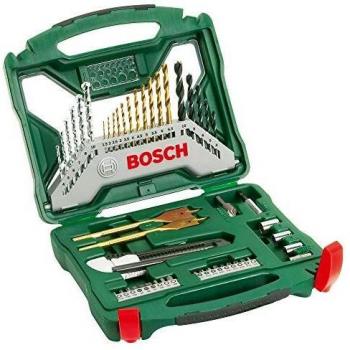 Bosch X-Line Titanium, Maletín con 50 Piezas para Taladrar y Atornillar en Madera, Piedra y Metal, Incluye Cutter y Brocas Fresadoras Planas